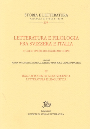 Letteratura e filologia fra Svizzera e Italia. III