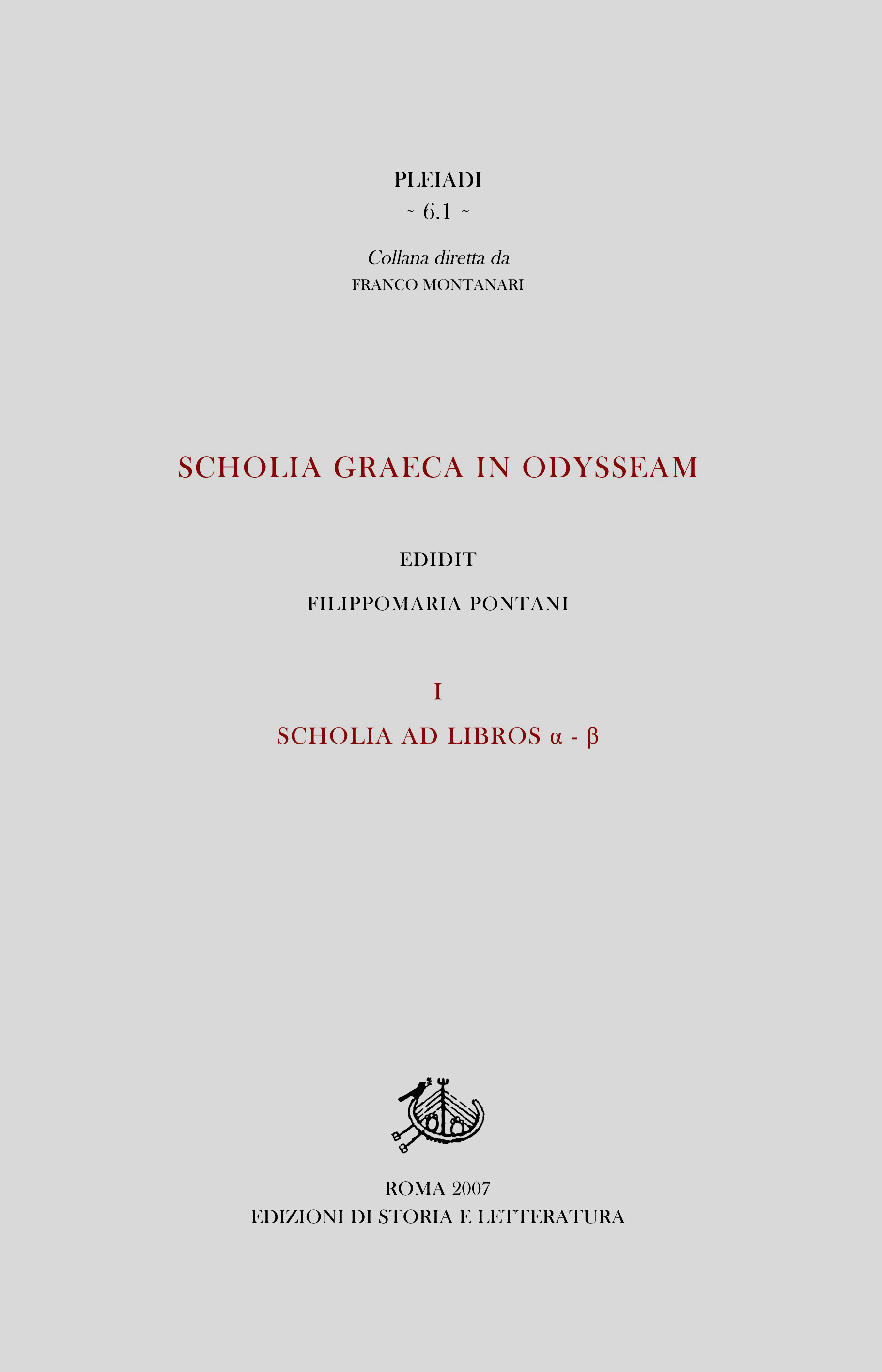 copertina di Scholia graeca in Odysseam. I