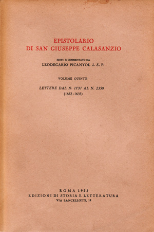 copertina di Epistolario di san Giuseppe Calasanzio. V