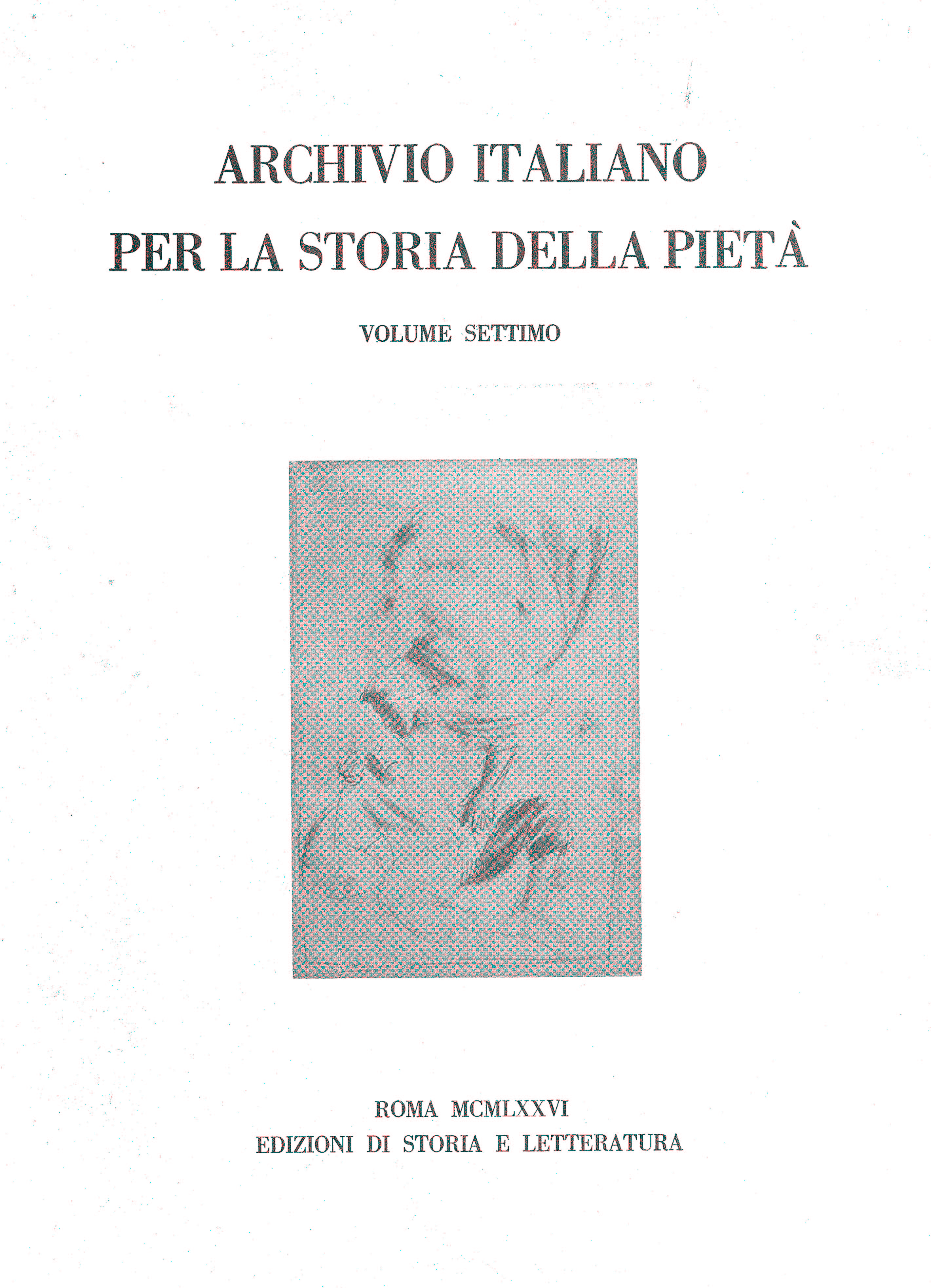 copertina di Archivio italiano per la storia della pietà, vii