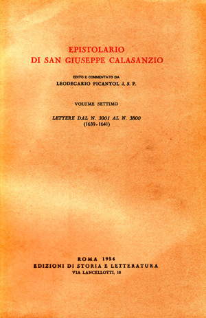 copertina di Epistolario di san Giuseppe Calasanzio. VII