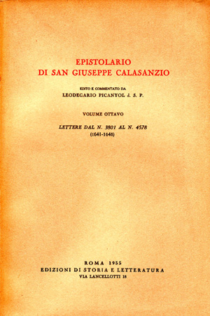 copertina di Epistolario di san Giuseppe Calasanzio. VIII