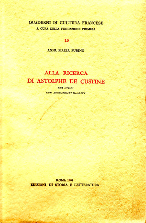 copertina di Alla ricerca di Astolphe de Custine