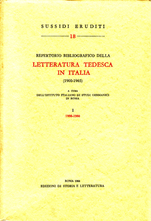 copertina di Repertorio bibliografico della letteratura tedesca in Italia (1900-1965), I