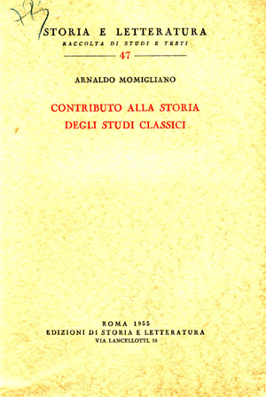 copertina di Contributo alla storia degli studi classici