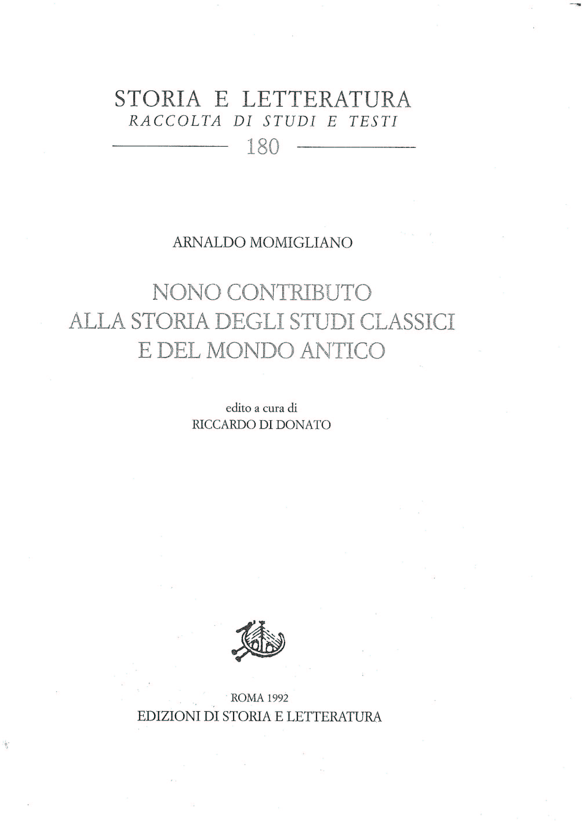 copertina di Nono contributo alla storia degli studi classici e del mondo antico