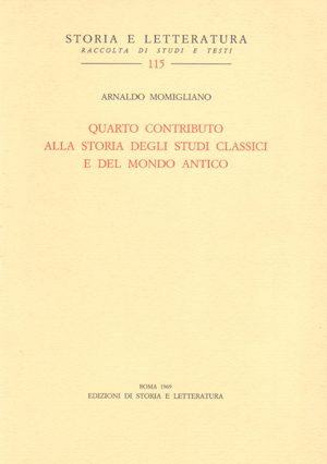 copertina di Quarto contributo alla storia degli studi classici e del mondo antico