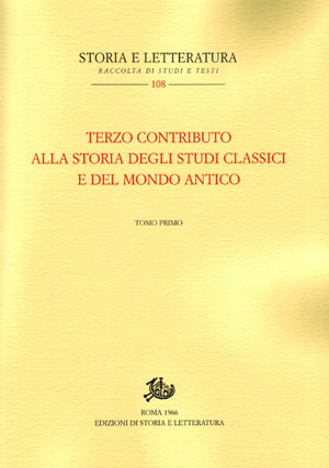 copertina di Terzo contributo alla storia degli studi classici e del mondo antico
