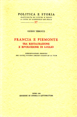 copertina di Francia e Piemonte tra restaurazione e rivoluzione di luglio