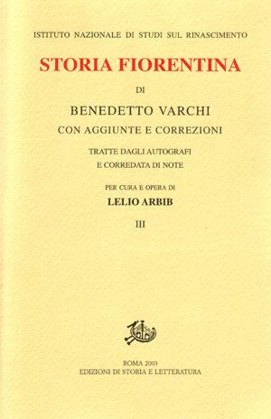 copertina di Storia fiorentina. III