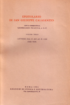 copertina di Epistolario di san Giuseppe Calasanzio. III