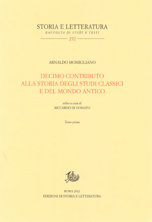 copertina di Decimo contributo alla storia degli studi classici e del mondo antico