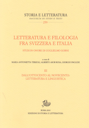 copertina di Letteratura e filologia fra Svizzera e Italia. III